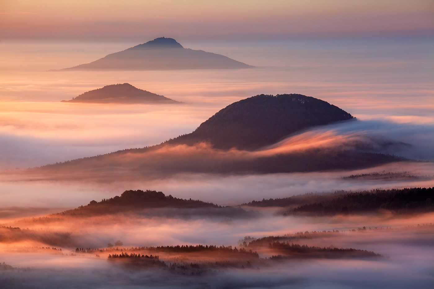 clouds fog Landscape light mood MORNING mountains Travel twilight winter