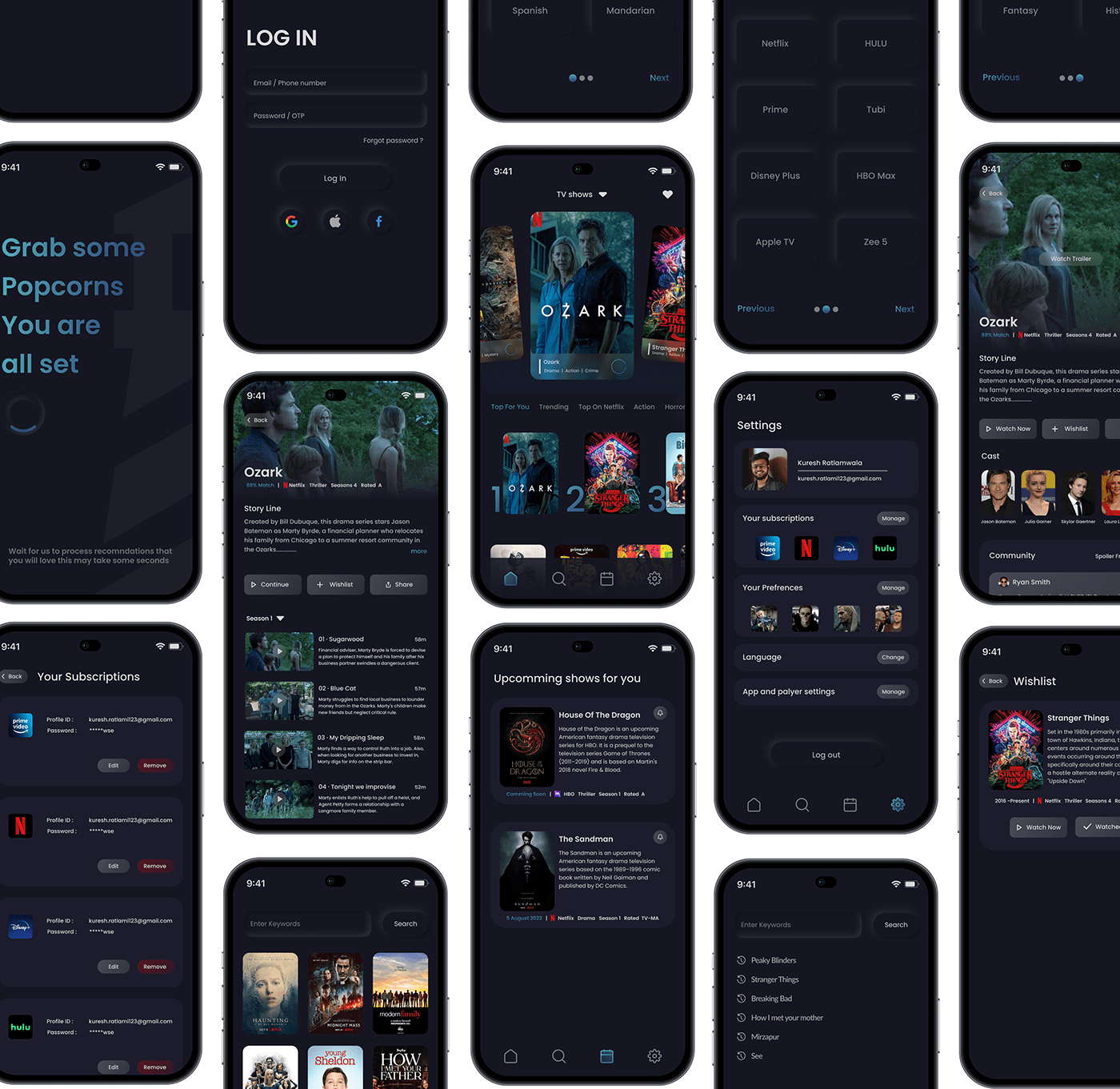app design design Figma movie Recommendations research tv show UI UI/UX ux