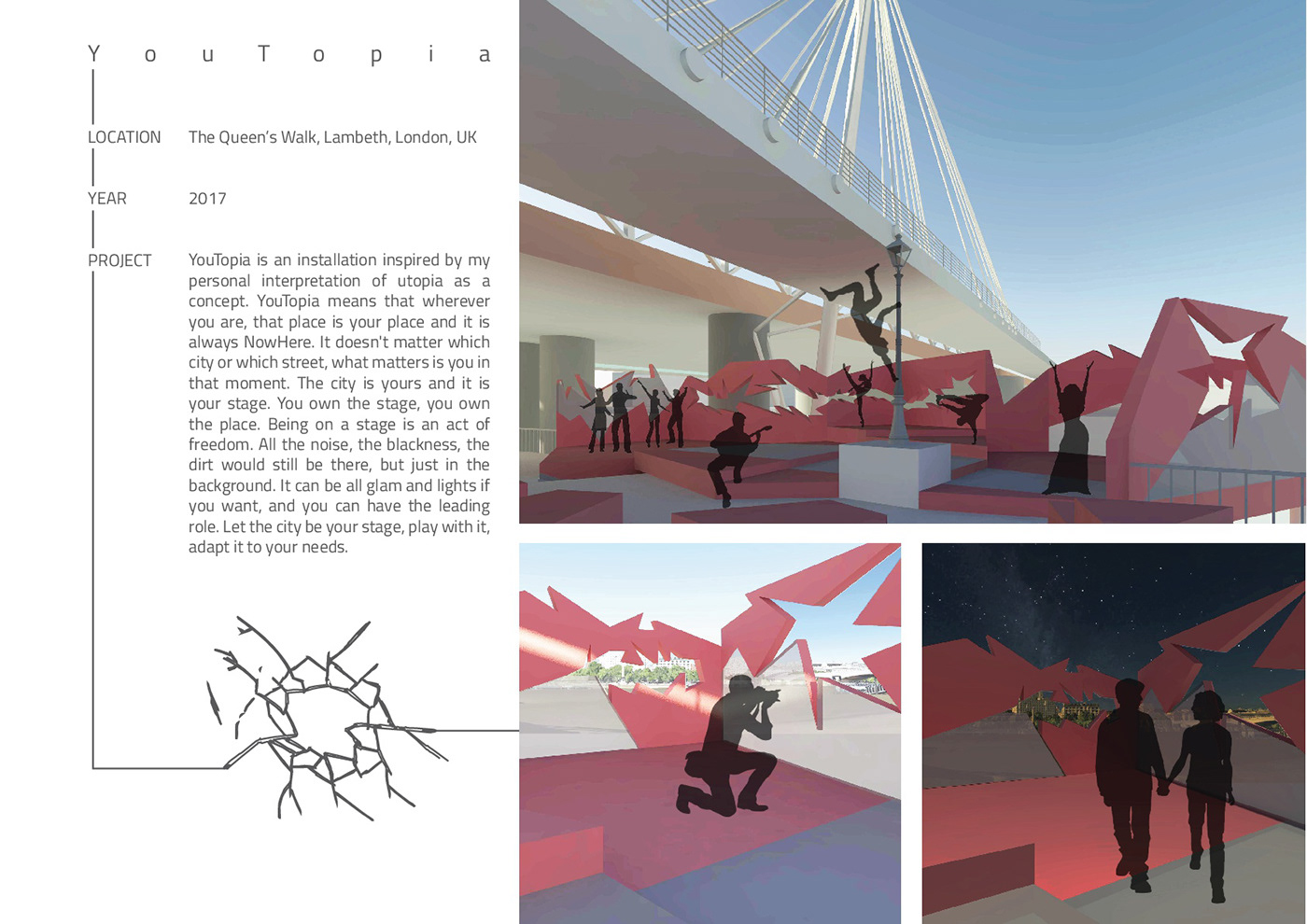installation London utopia Stage art sketches thames concrete glass view