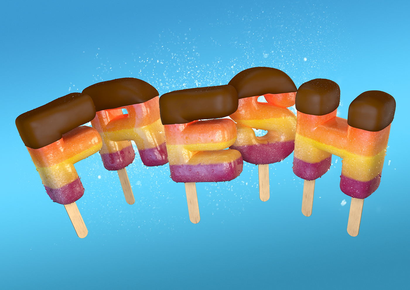 3D Letters: Popsicles. 