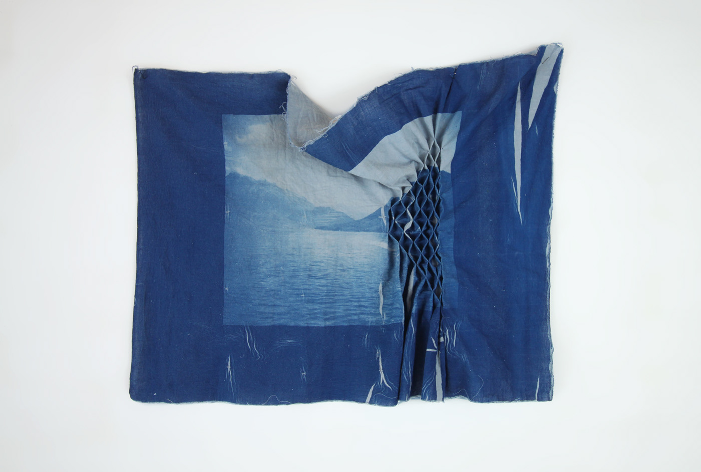 cyanotype found Photography  smocking Textile work