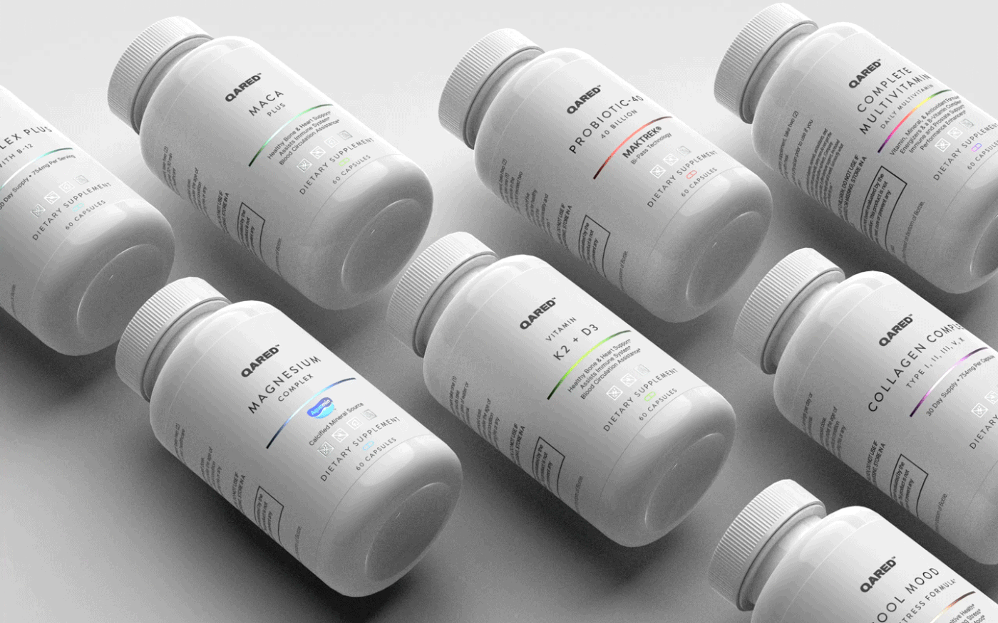 package medical container pills suplement Label Packaging product design  3d modeling