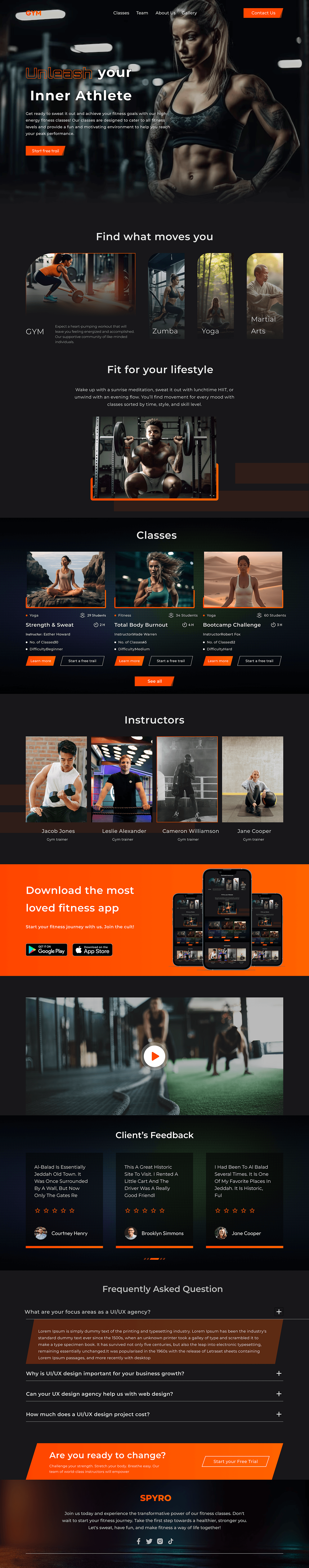 gym fitness exercise body Yoga Website landing page Web Design  user interface ui design