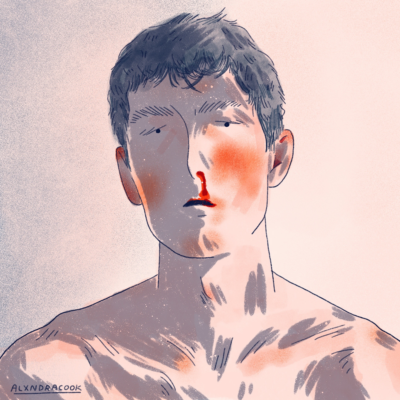 boy Digital Art  digital illustration Drawing  ILLUSTRATION  man nosebleed portrait portrait study Procreate