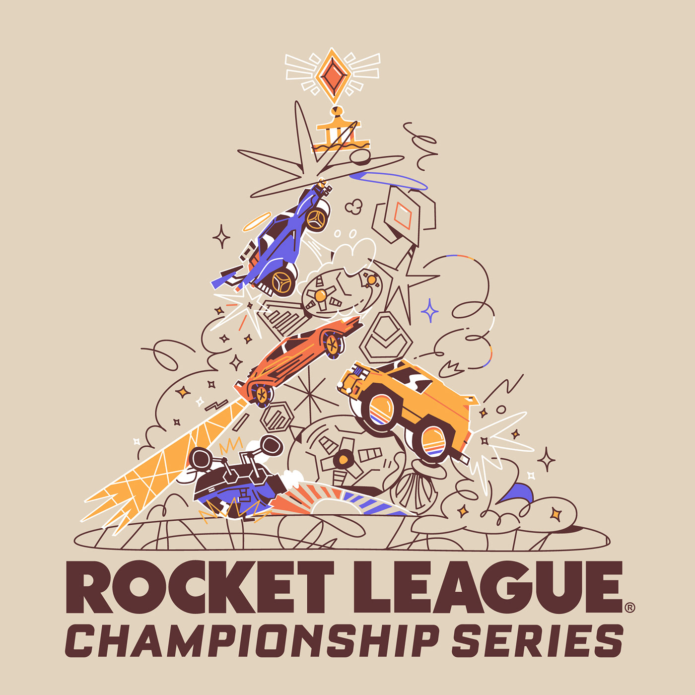 Rocket League video game car ILLUSTRATION  vector flat Drawing  design Gaming game intel Psyonix RL