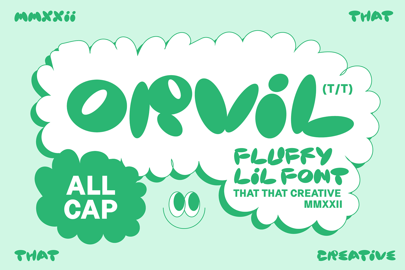 a fluffy cloud with the word "Orvil" typed in a bubble font