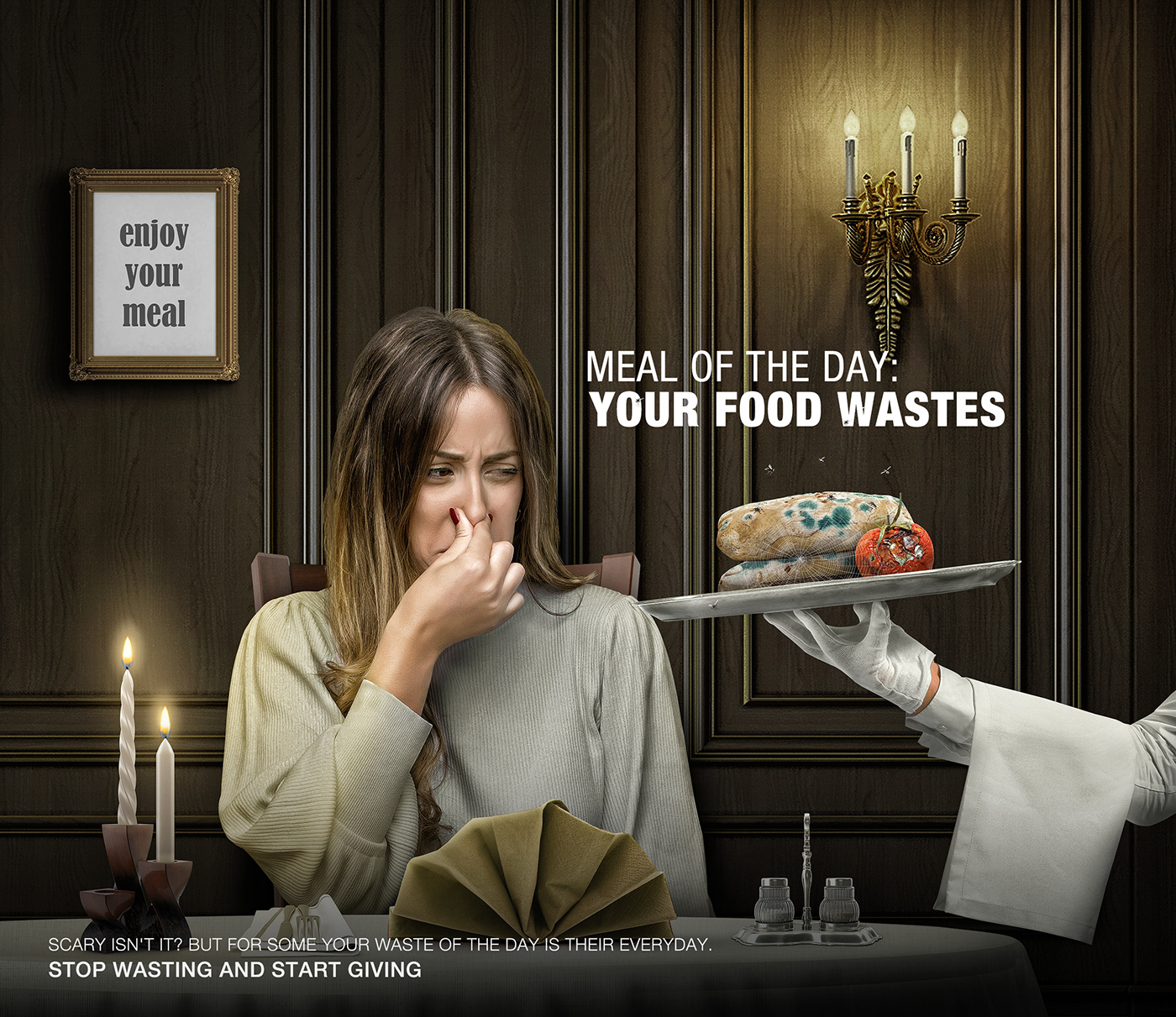 creatve ads Food  manipulation Poverty restaurant unicef waste digital hunger Socialmedia