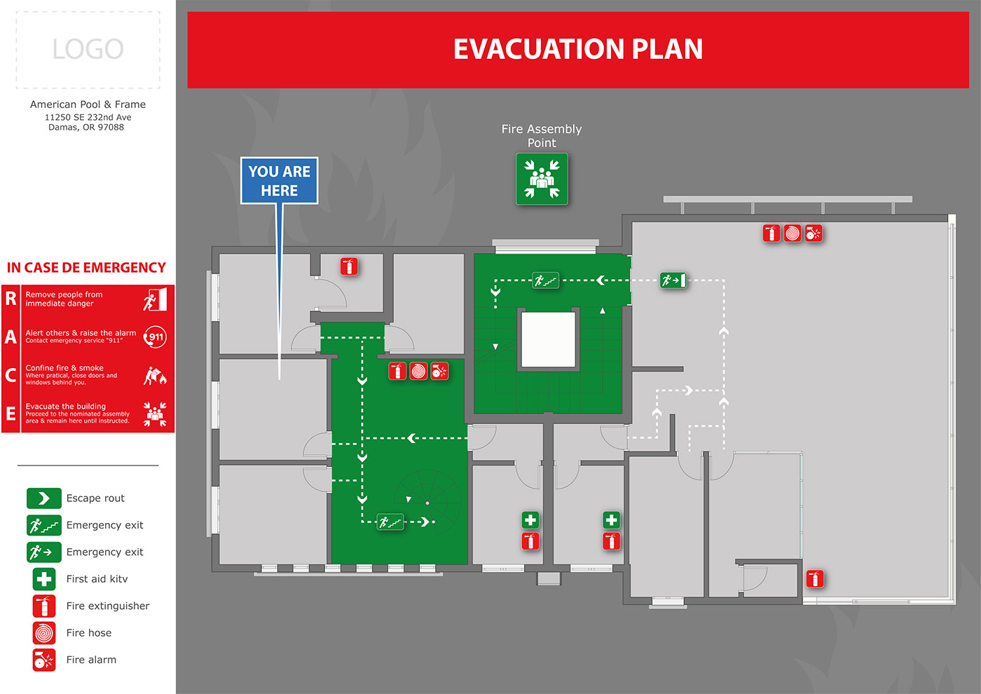 floorplan floor plan rendering emergency exit emergency escape fire planimetria evacuation grundriss