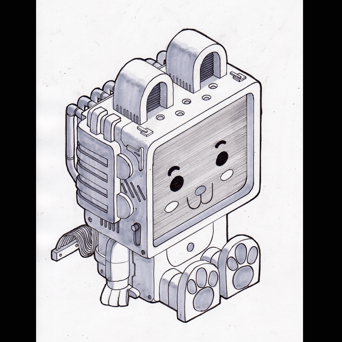 artwork cartoon Character design  concept art Cyberpunk Drawing  fantasy robot Scifi sketch