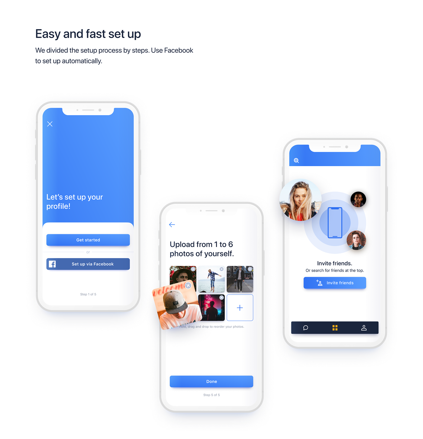 UI ux app social network Dating gradient connect match friends ios