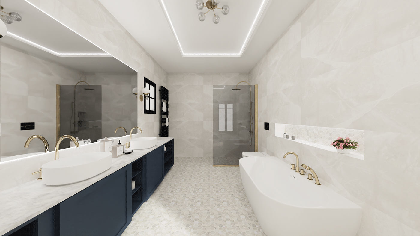 sypialnia salon kąpielowy łazienka garderoba elegancja eklektyzm dach bathroom bedroom wardrobe