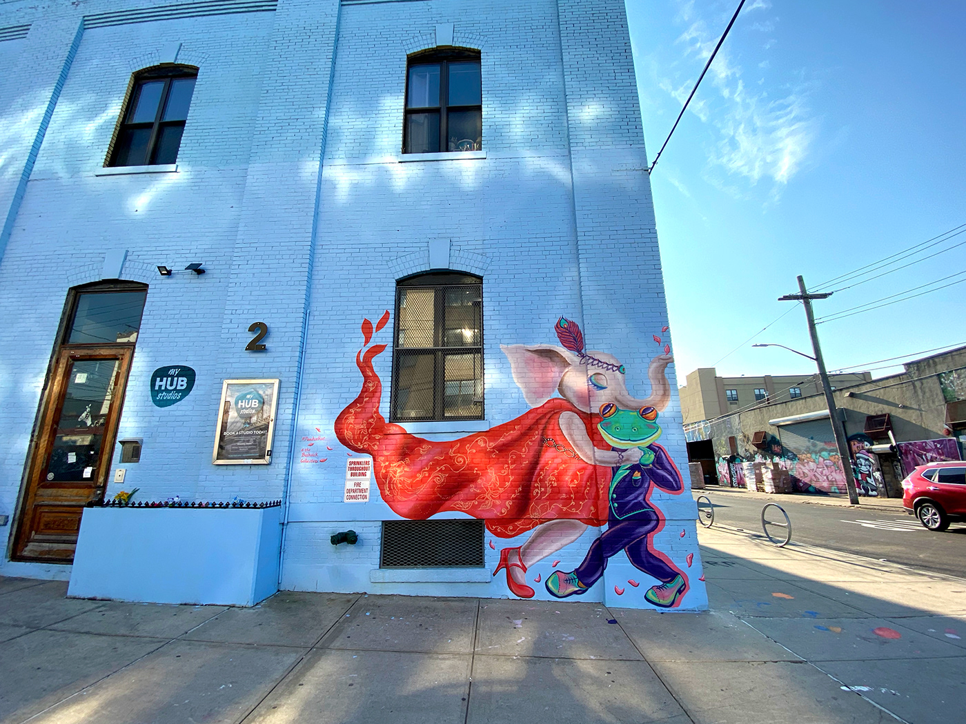 Brooklyn Character design  dancing Fashion  ILLUSTRATION  Mural painting   red dress Street Art  tango