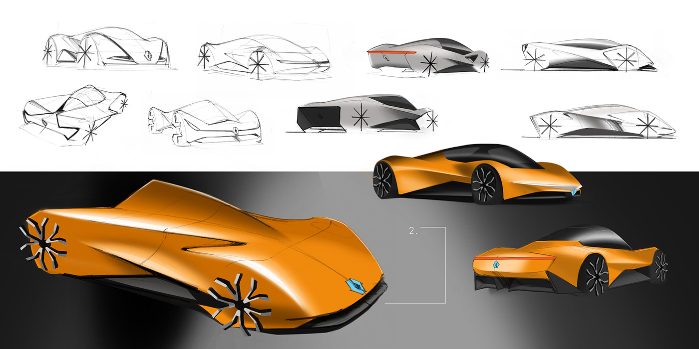 3dmodel automotive   design Racing renault Render sketching Sportscar supercar