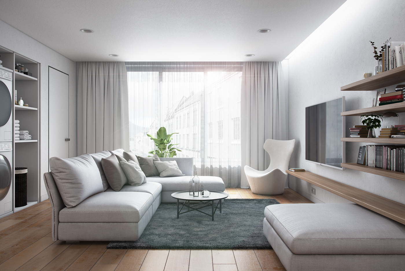 Visualization of living  room  in Modern  style  on Behance