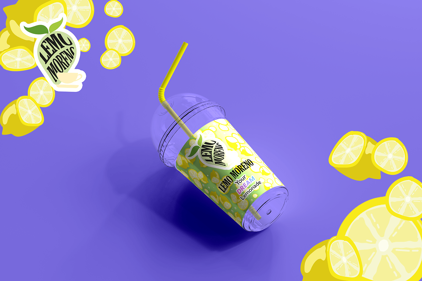 adobe illustrator Adobe Photoshop brand identity design lemon Logotype Packaging product design  lemonade plastic cup