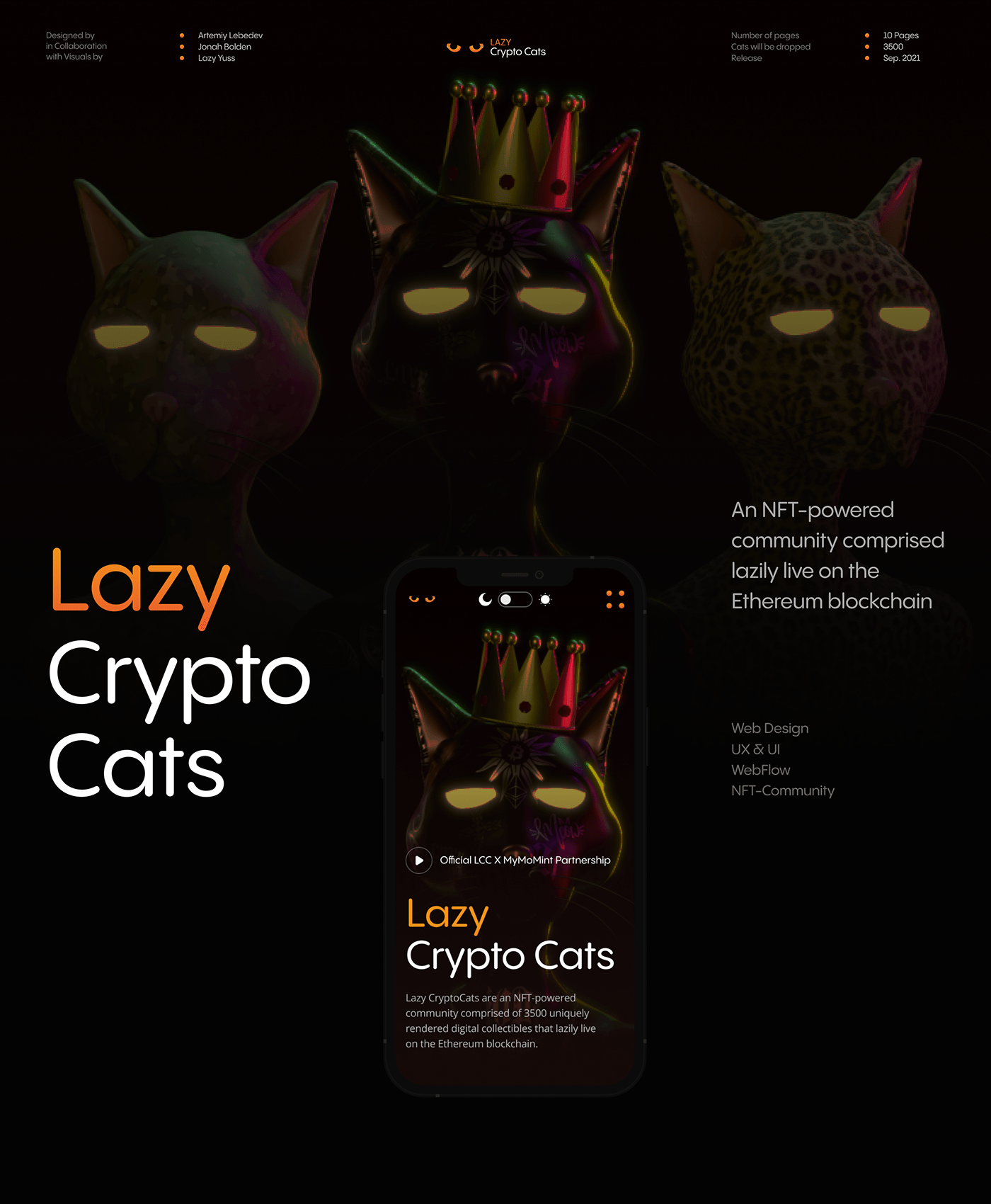 Lazy Crypto Cats. Website Design & Visual Identity.
