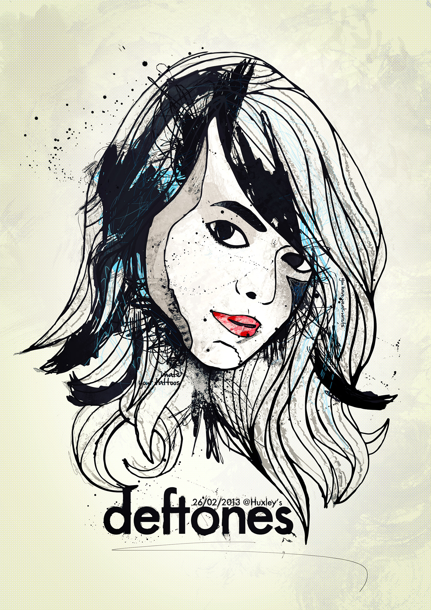 Deftones lass suicide suicide girl berlin huxley's poster flyer felipe tofani Drawing  music