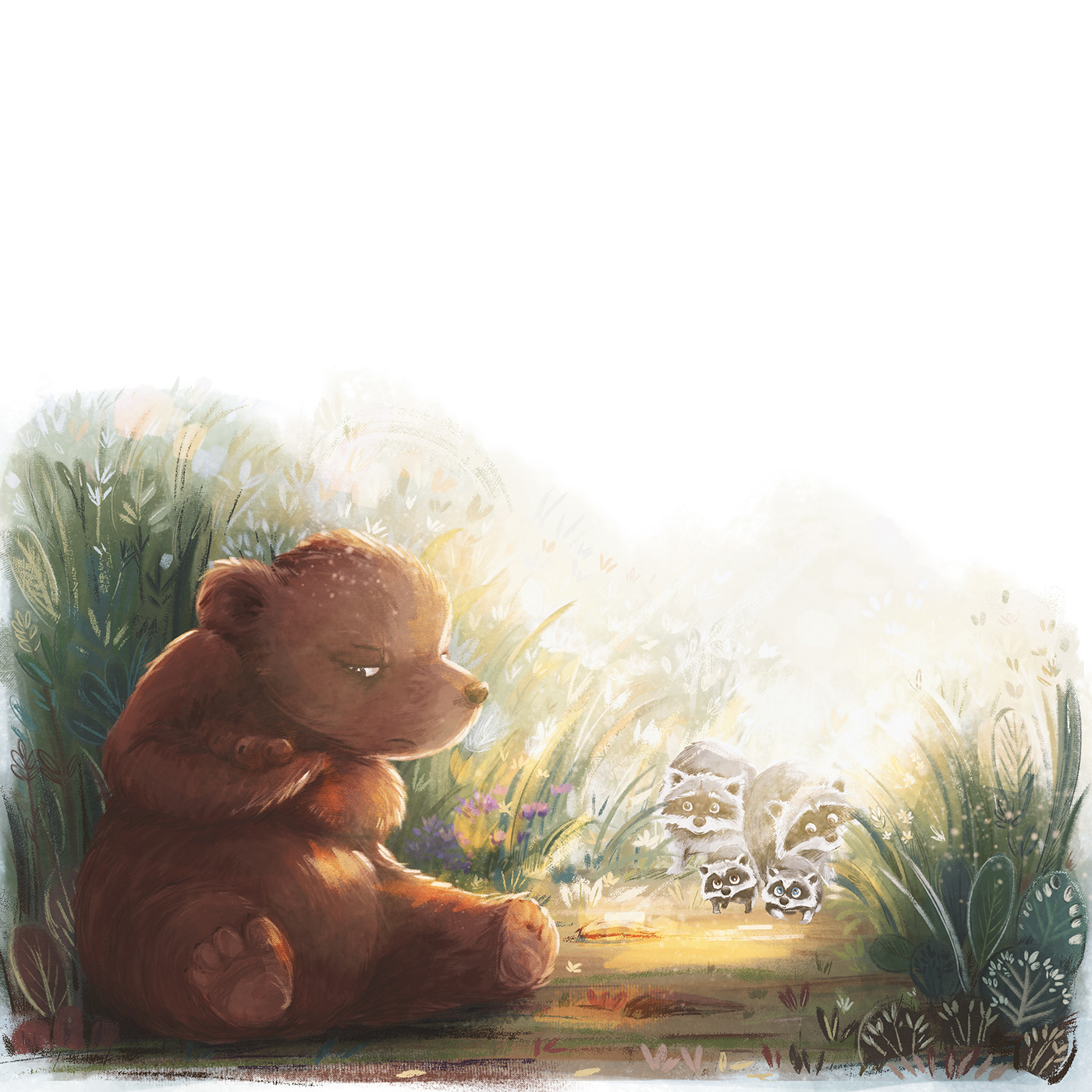 children book illustration, whimsical style, digital painting, book illustrator, little bear
