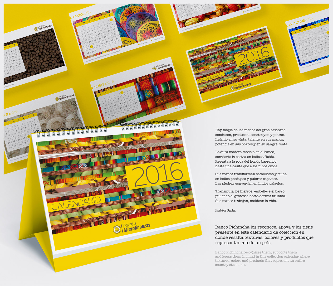 calendario amarillo yellow calendar quito Ecuador editorial design diseño Mockup