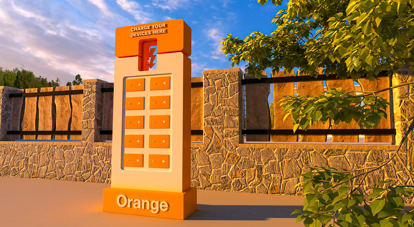 orange design Branding design brandingdesign Sports Design bar charging station bench youth 3dsmax