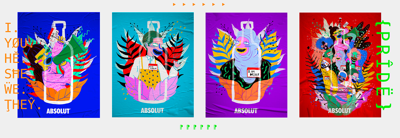 absolut poster brand graphic colors Poster Design pride branding  animation  ILLUSTRATION 