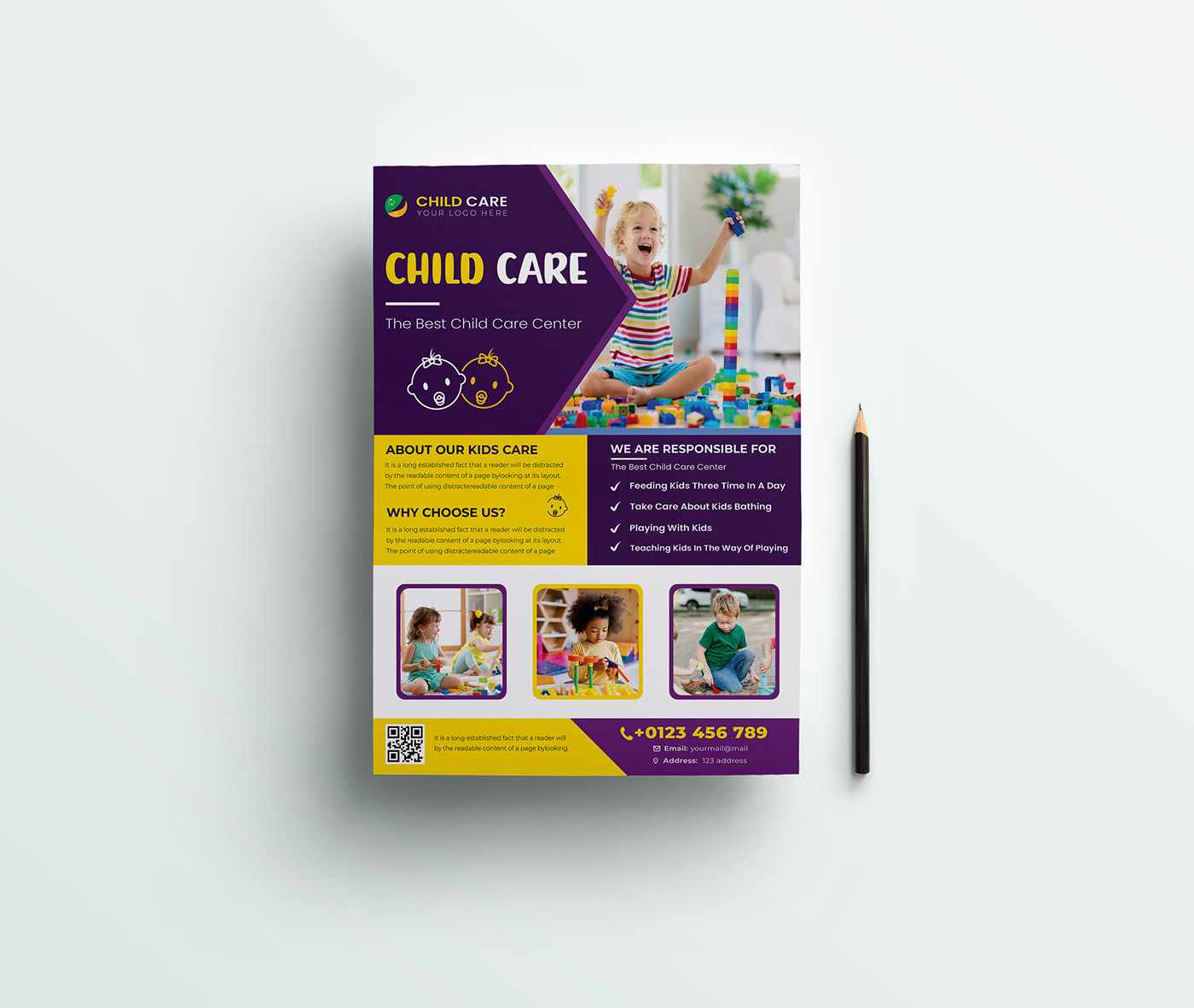 design marketing   Socialmedia Advertising  Social media post flyer childcare childcare design Childcare Flyer Template