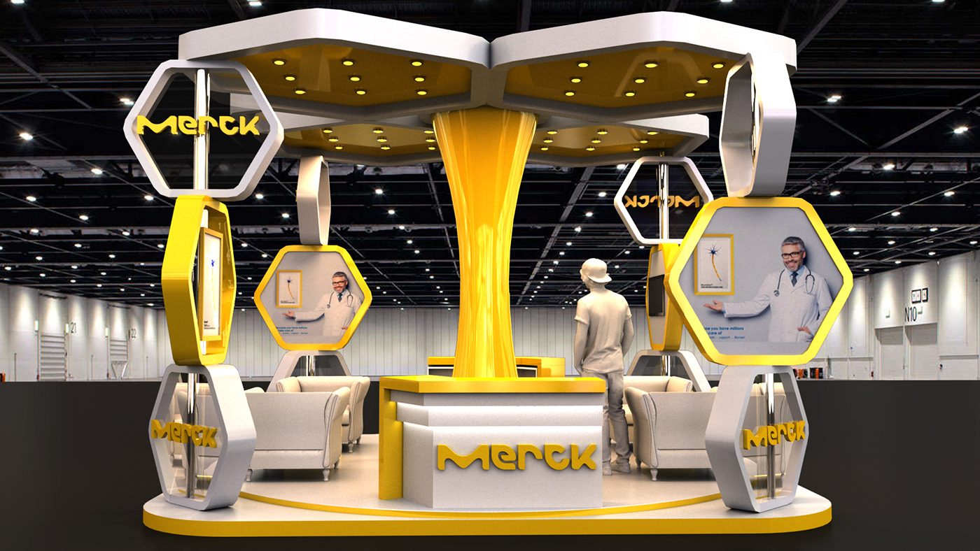 3D booth design dubai merck Stand UAE