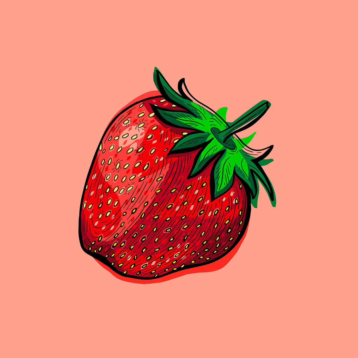 Colorful illustration of a strawberry 