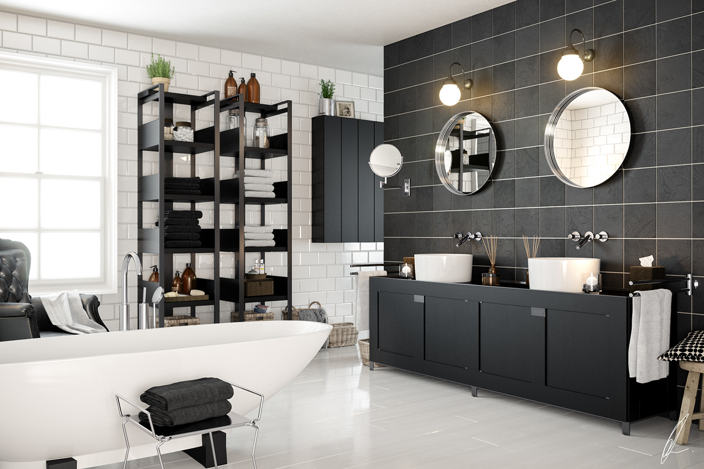 3D studio MAX vray photoshop Interior bathroom agent bauer