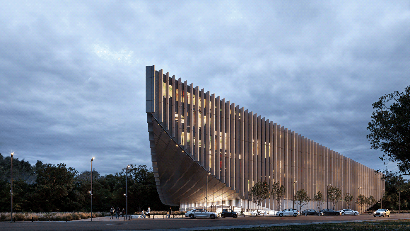 The stylish building of the Cultural Center attracts attention with its innovative architecture.
