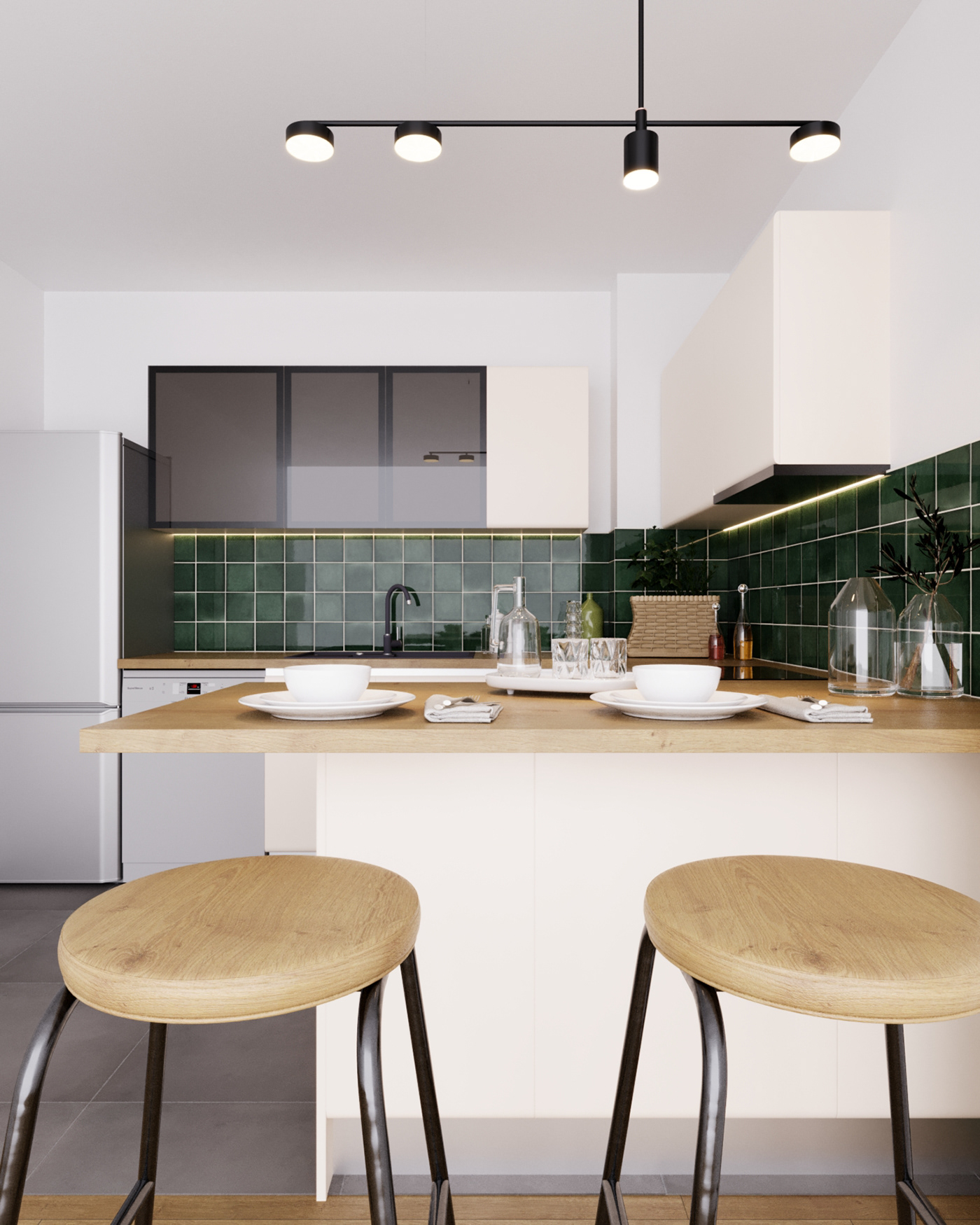 kitchen design Interior visualization 3ds max Render corona archviz CGI modern interior design 