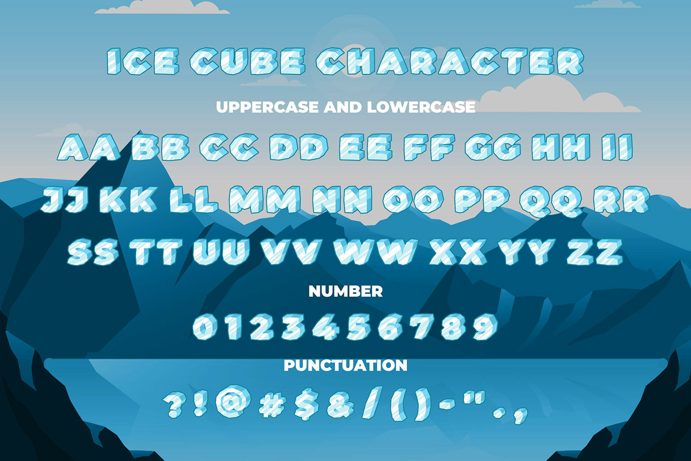cartoon comic 3D Font svg font color font Playful typogrphy alphabet decorative font ice alphabet