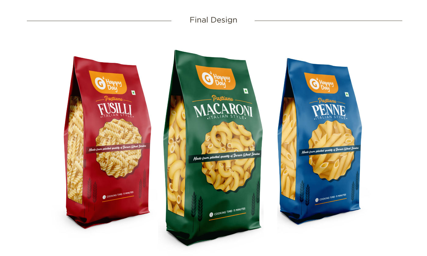 Packaging Pasta penne macroni Fusilli Private label Grofers TYPOGRPAHY fonts Food 