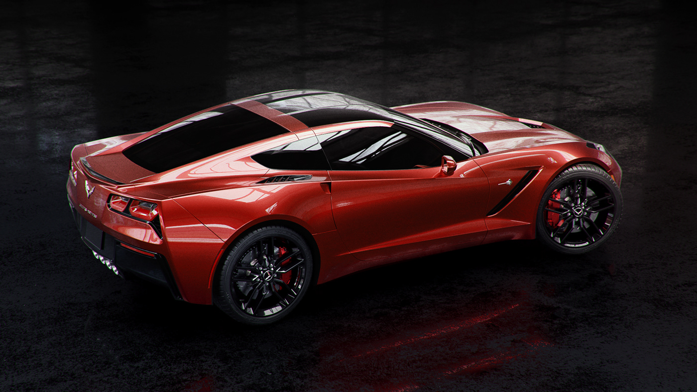 Corvette stingray Auto car blender 3D photoshop visual print CGI