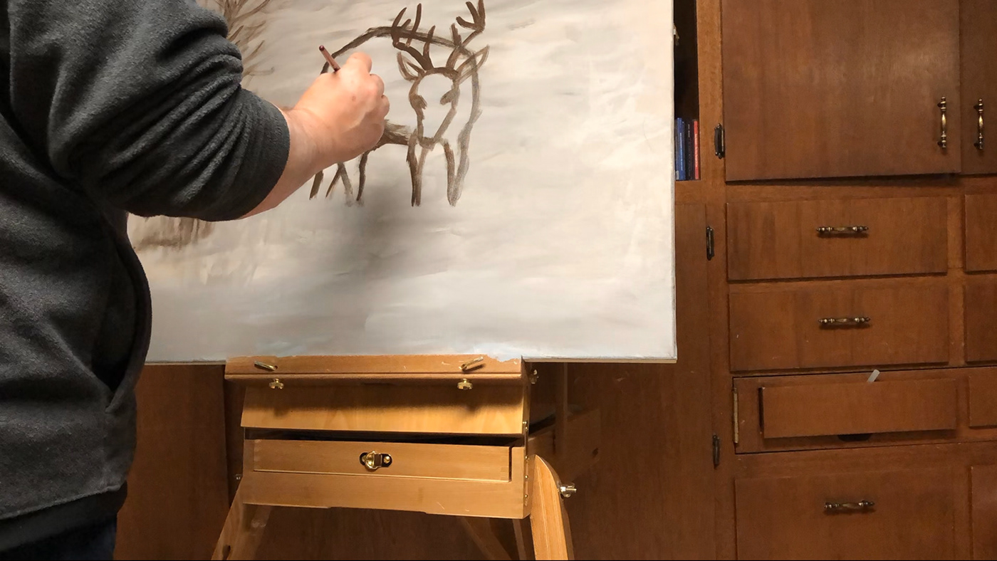 deer Nature acrylic painting canvas impressionist wildlife