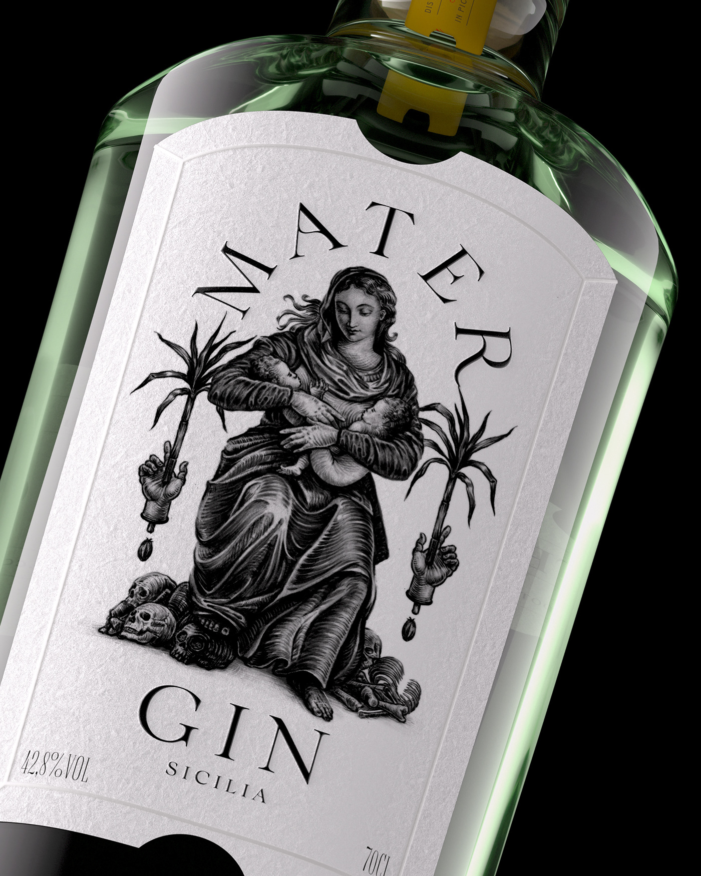 design engraving gin ILLUSTRATION  Label Mockup