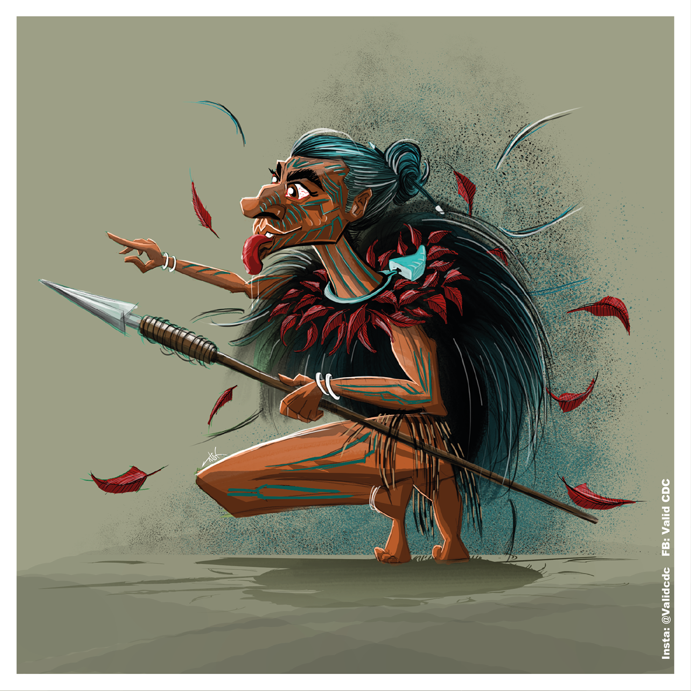 Maori Warrior illustrations clan digital painting creative sketch Beirut lebanon dubai usa