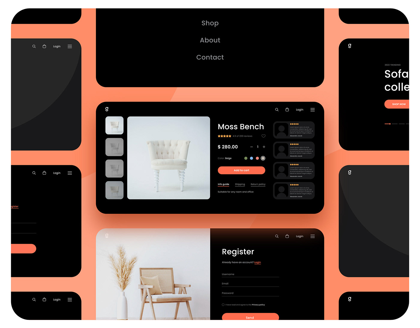 app design design e-commerce furniture UI/UX user interface Web Design  web development  Website Website Design