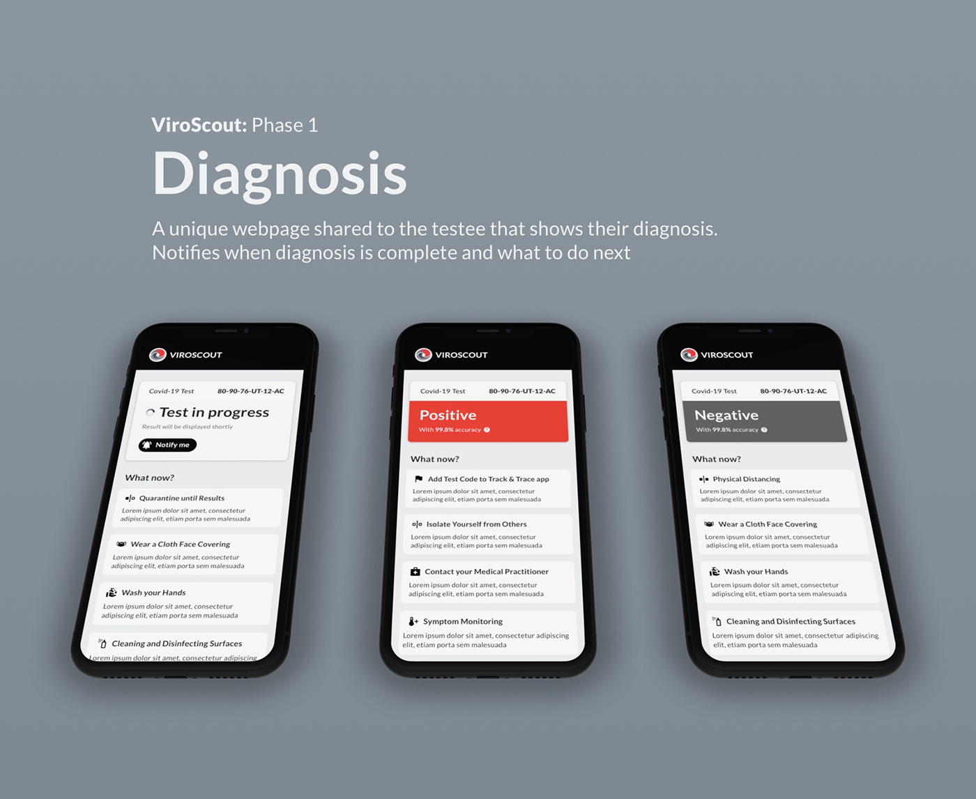 A mock-up of VirusScout Diagnosis webpage