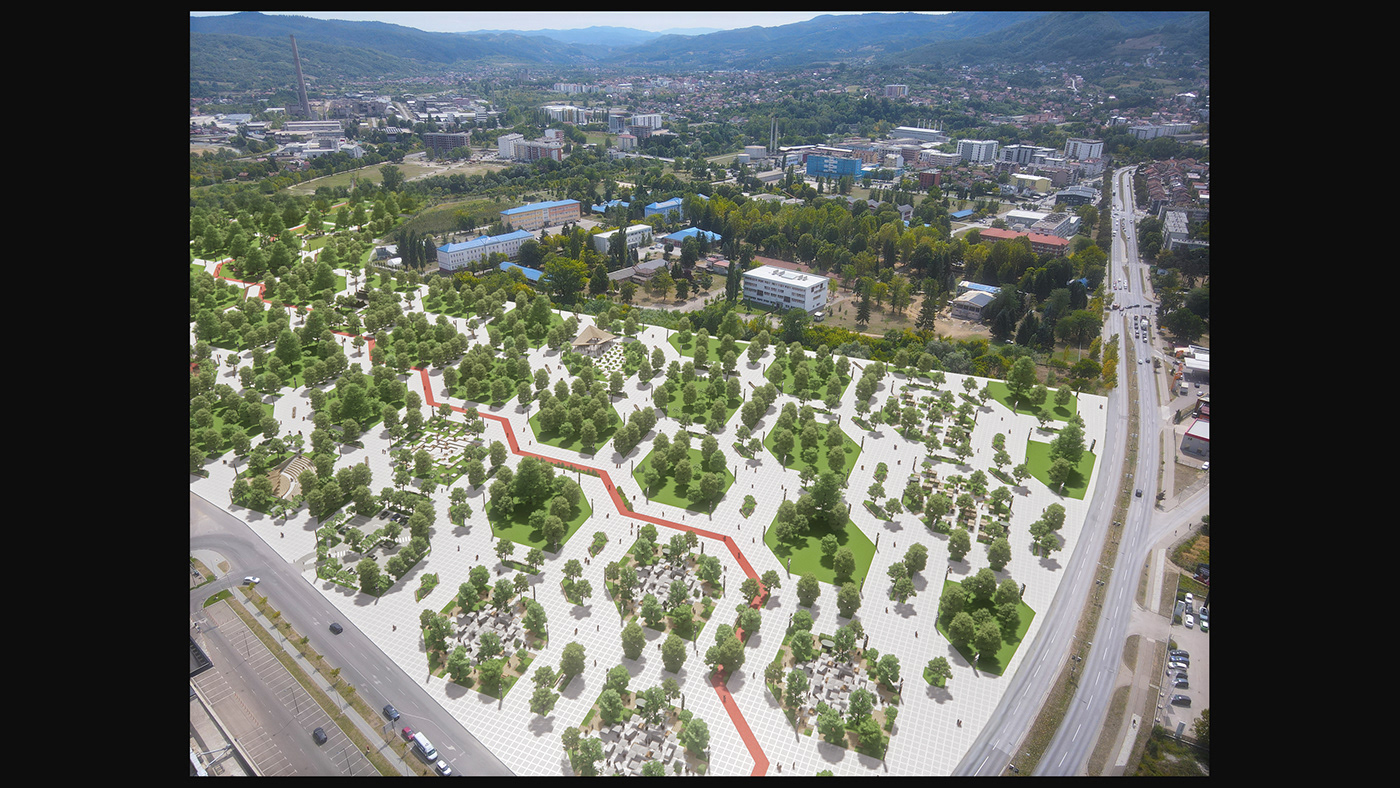 banja luka Bosnia Competition Hexagons Landscape Design New Park parametric architecture parametric design Park Republika Srpska
