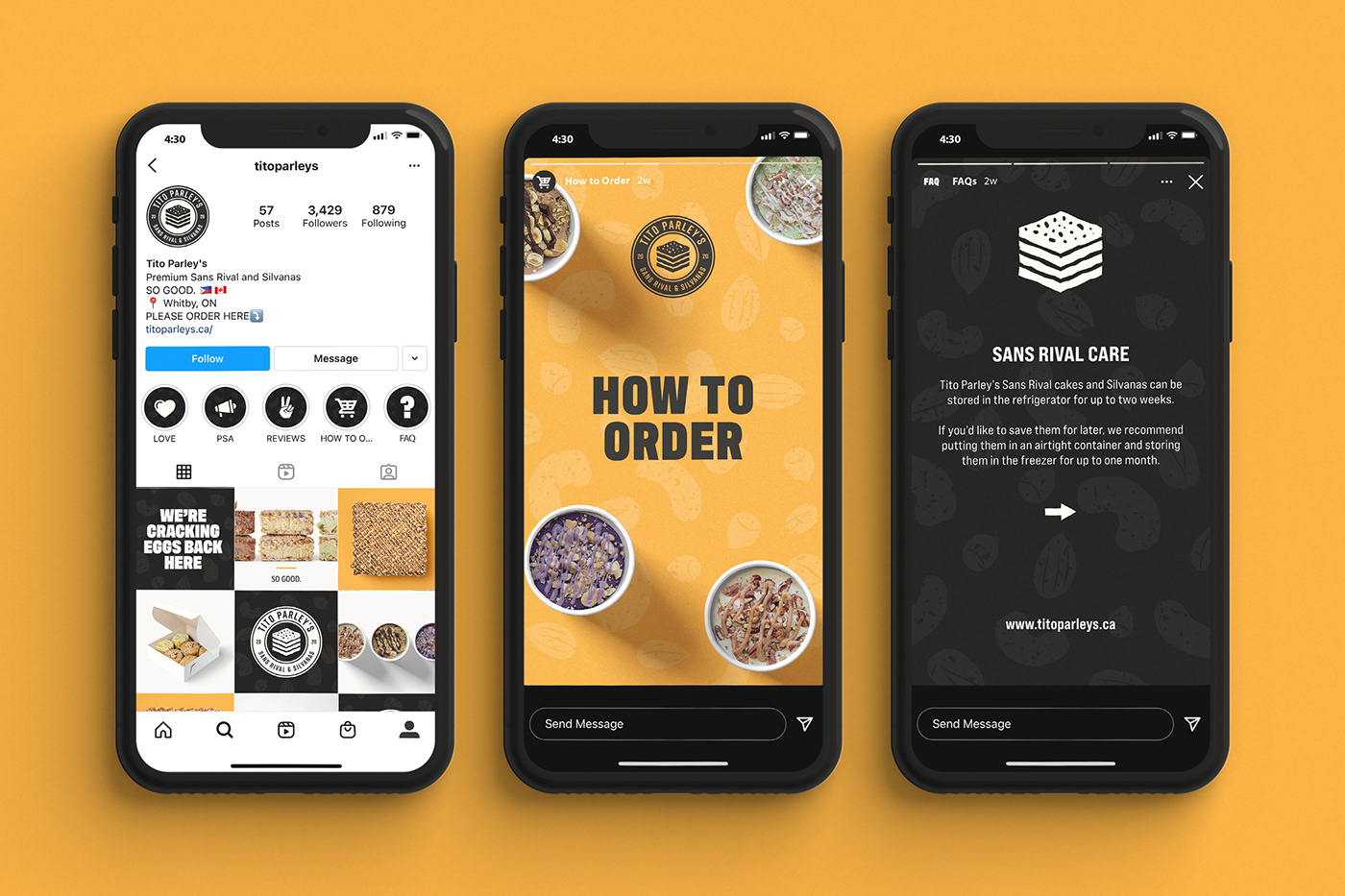Tito Parley's black and yellow Instagram branding templates