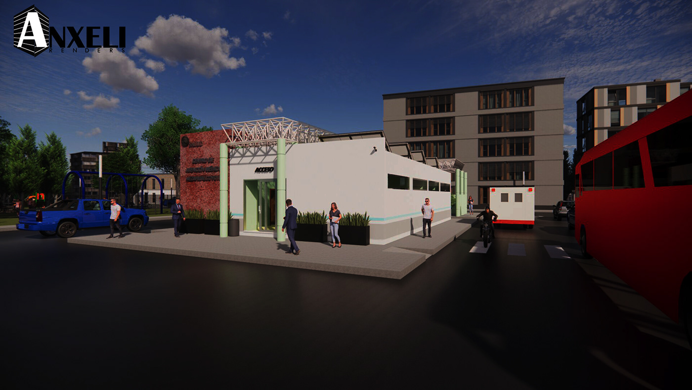 arquitectura atencion medica exterior hospital nezahualcoyotl proyecto Render visualizacion 3d
