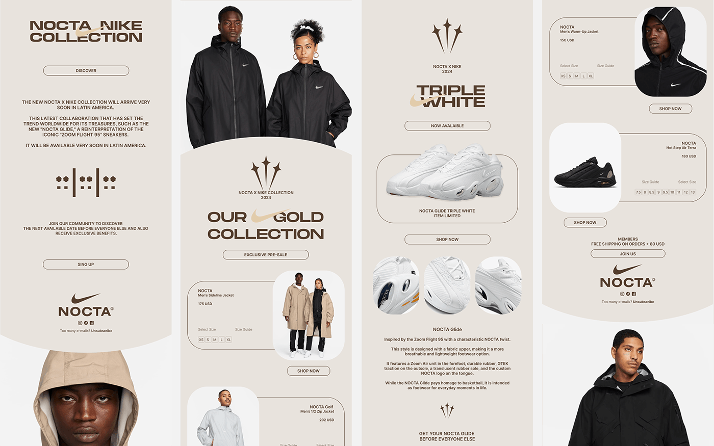 Newsletter Design emails Email Design email template newsletters nocta Nike design brand identity sneakers