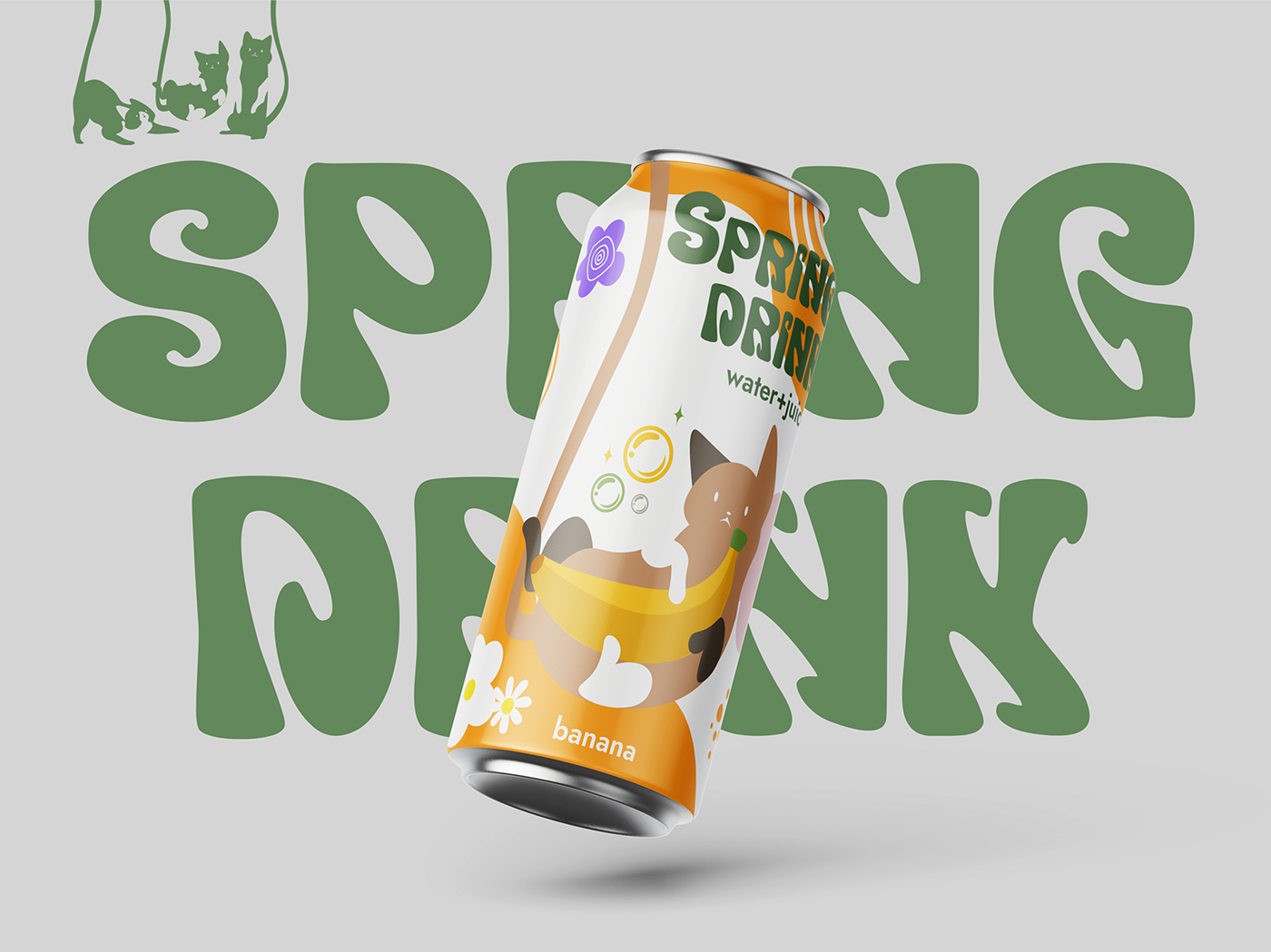 design packaging design can drink soda cats ILLUSTRATION  package product Can Design