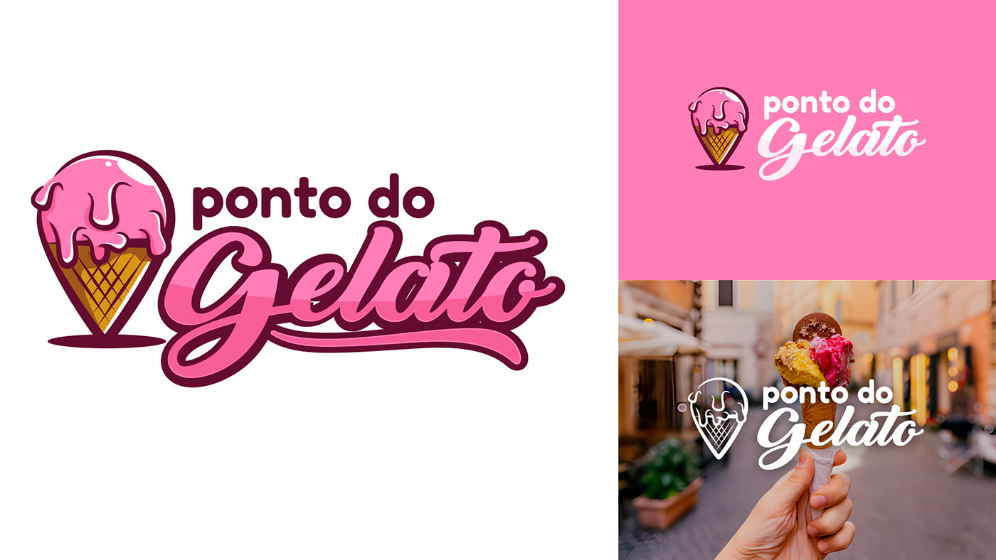 sorvete Gelato logo branding  brand identity Logo Design Graphic Designer adobe illustrator visual identity sorveteria