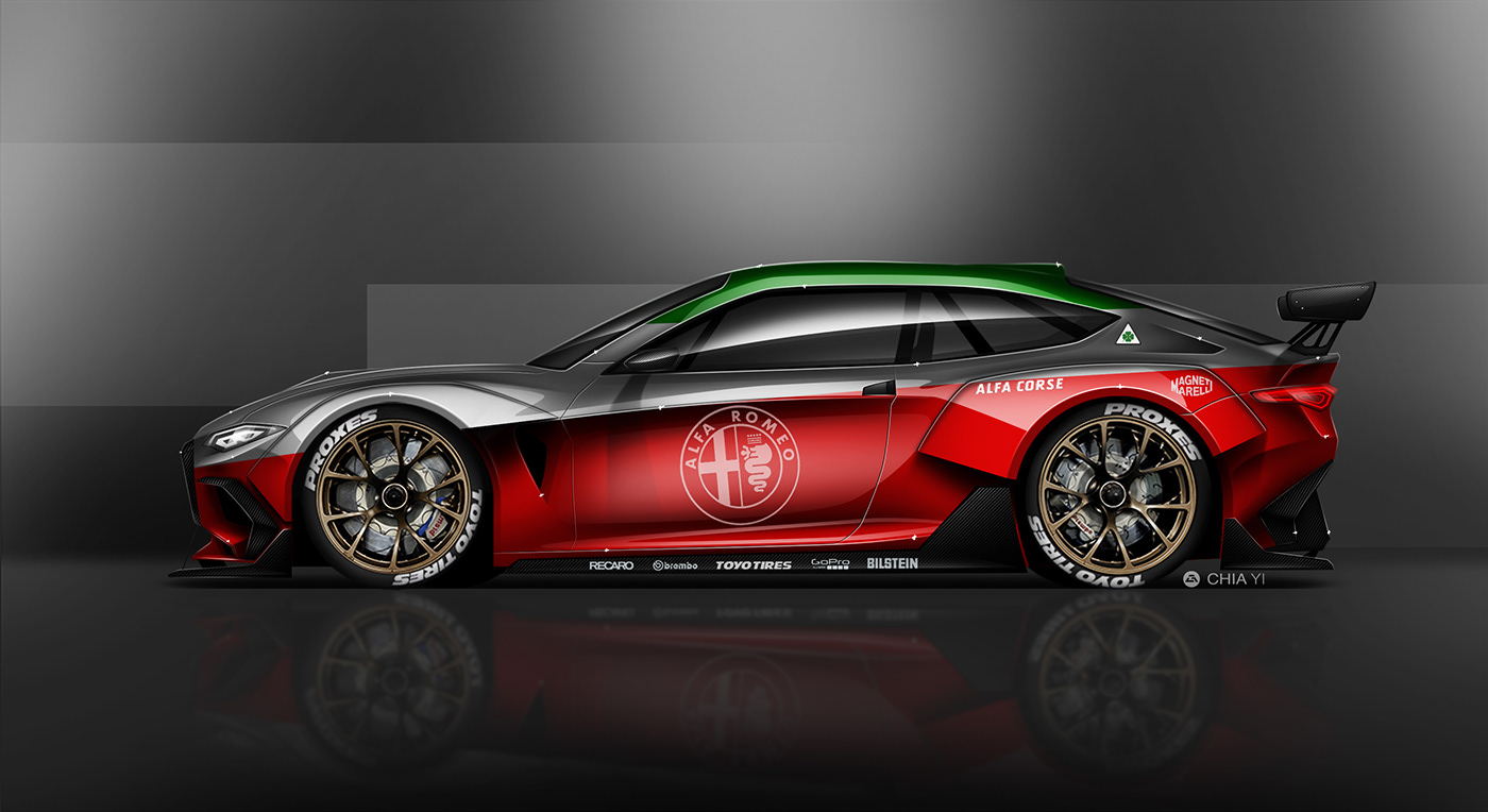 alfa romeo Racing Car concept Automotive design car design livery design industrial design  rendering