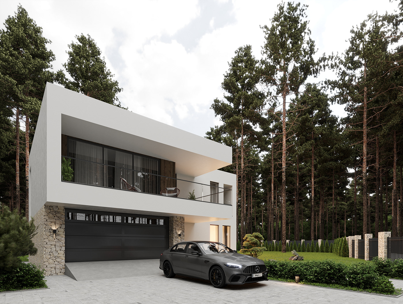 architecture visualization Render exterior archviz modern corona design minimalist house