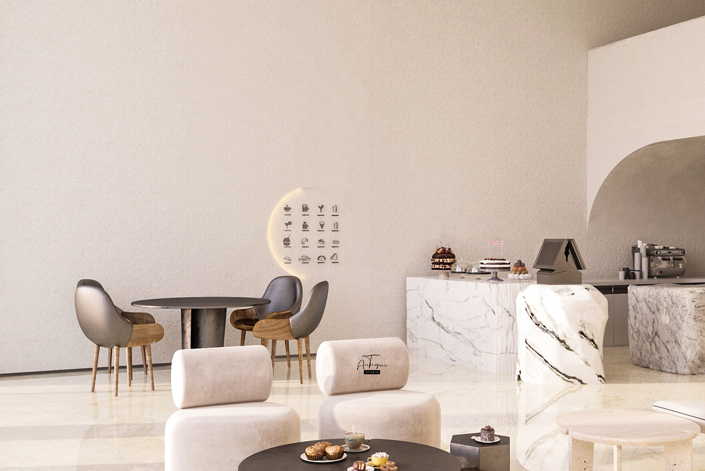 black cafe Interior interior design  minimal modern monochrome restaurant Retail shop