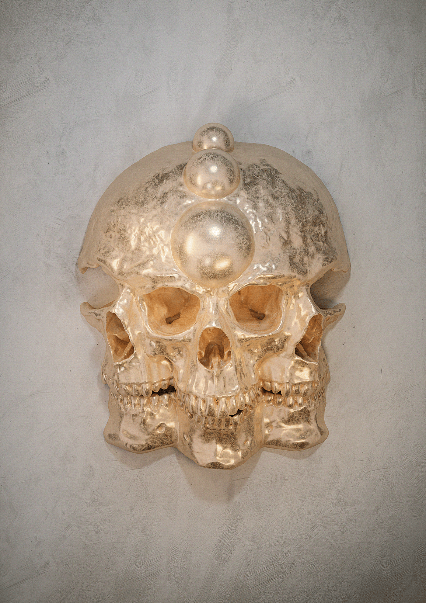3D billelis Form gold Marble sculpture skull snake White Zbrush