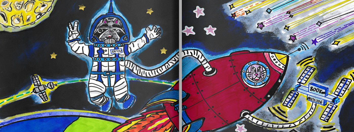 ILLUSTRATION  cosmos design watercolor aquarelle painting   Space  children's book direction artistique peinture